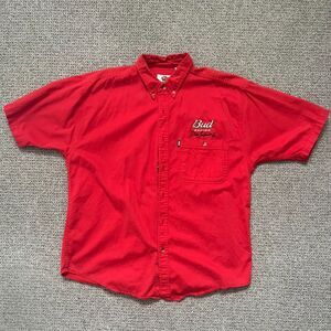 Red Button-Up NASCAR Bud Racing Shirt